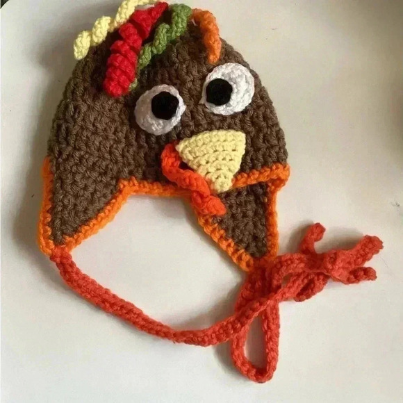 New Handmade crochet / knit baby Turkey hat Beanie - Picture 7 of 9